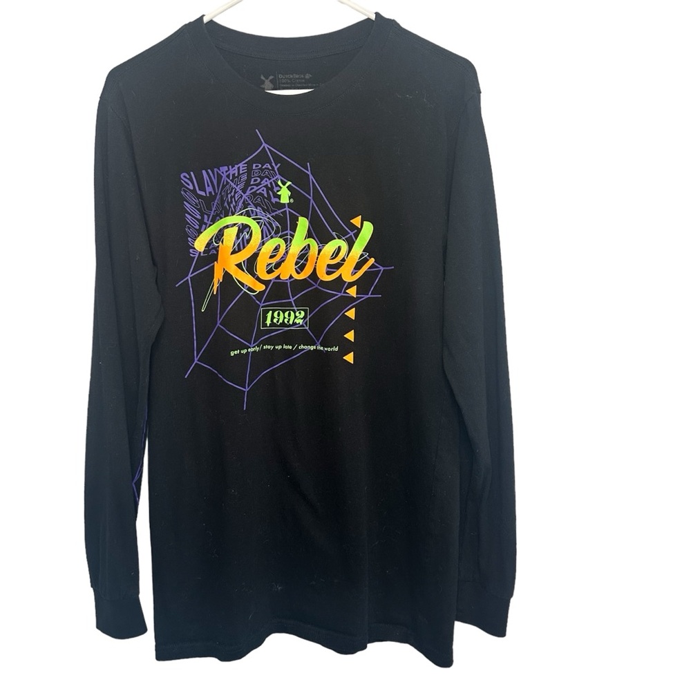 Dutch Bros MEDIUM+XL+XXL Black VINTAGE Long Sleeve Tee Rebel Spider Web “Slay…”